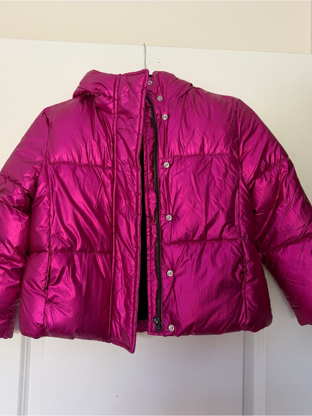 GAP Kids Metallic Hot Pink Hooded Puffer